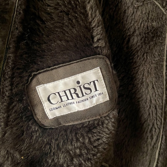 Vintage Christ Shearling Leather Sheepskin Sherpa Long Trench Coat Brown Boho - Picture 8 of 10